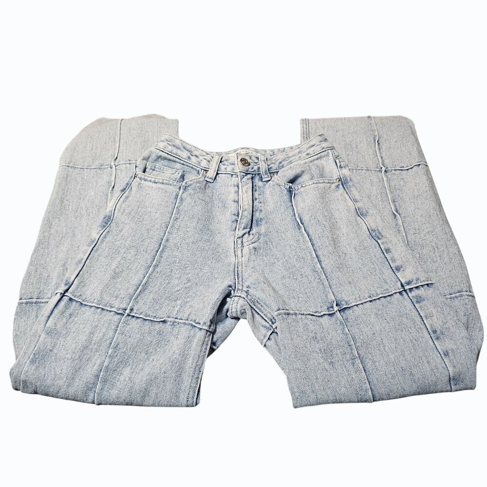PacSun 90's paneled boyfriend jeans tapered baggy light blue denim women's 27